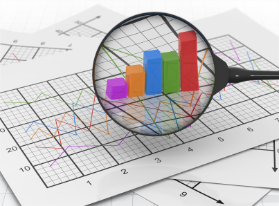 magnifying glass transforms graph into contextualized barchart